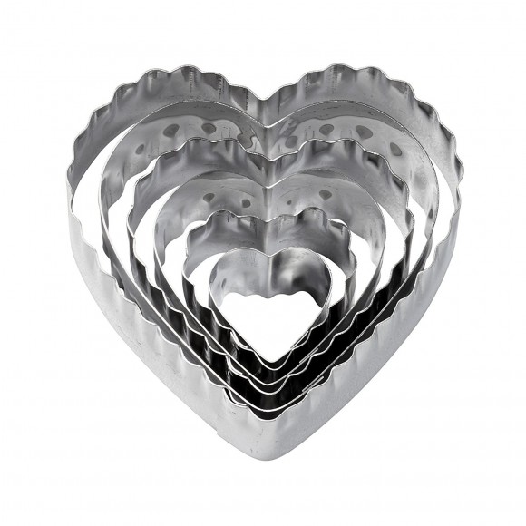 Комплект метални кутери "Сърце - двустранен" - 6 елемента